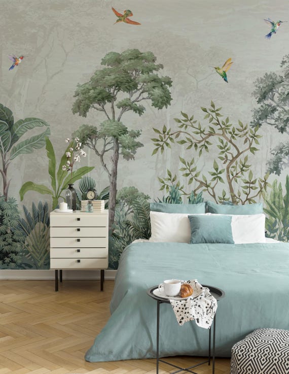 Nature-inspired wallcovering detail